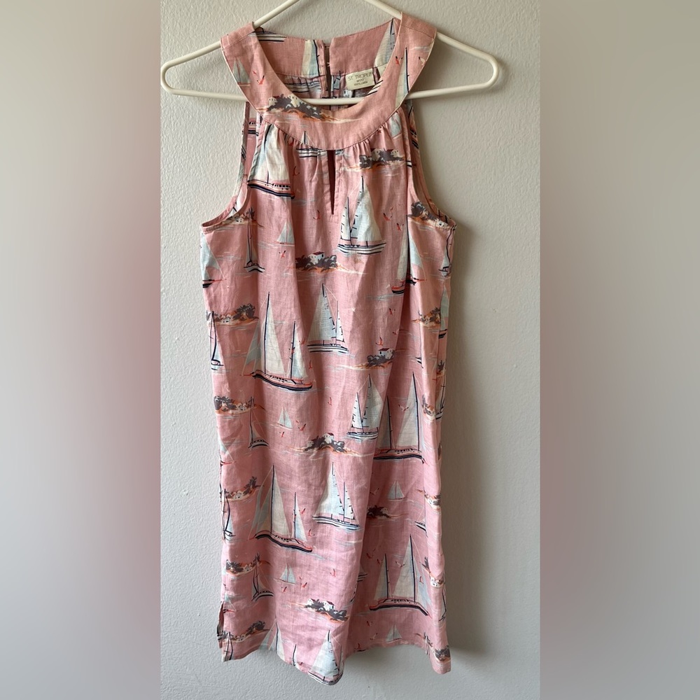 Pink linen sailboat dress